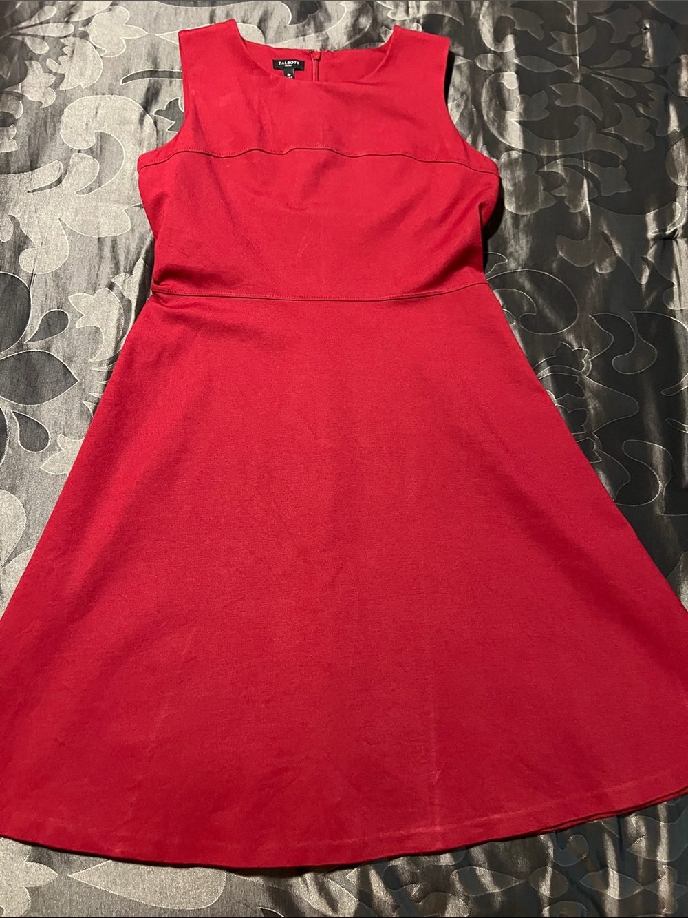 Talbots Garnet Red Sleeveless Fit-and-Flare Ponte A-line Dress Women’s 8 Petite